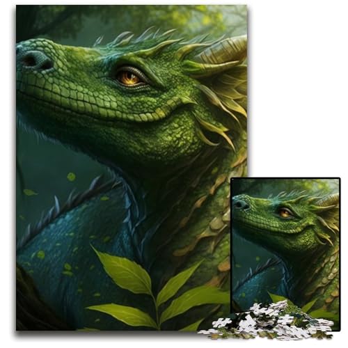 Puzzle 1000 Teile, Grüner Drache, Puzzle für Erwachsene, anspruchsvolles Denkspiel, entspannendes Spielzeug für Teenager, 26x38cm/10,23x14,96 Zoll Puzzle 1000 Teile, Grüner Drache, Puzzle für Erwachsene, anspruchsvolles Denkspiel, entspannendes Spielzeug für Teenager, 26x38cm/10,23x14,96 Zoll von RZFWJL