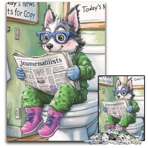 Puzzle 1000 Teile, Husky Go Toilet, Puzzle für Erwachsene, anspruchsvolles Denkspiel, entspannendes Spielzeug für Teenager, 26x38cm/10,23x14,96 Zoll Puzzle 1000 Teile, Husky Go Toilet, Puzzle für Erwachsene, anspruchsvolles Denkspiel, entspannendes Spielzeug für Teenager, 26x38cm/10,23x14,96 Zoll von RZFWJL