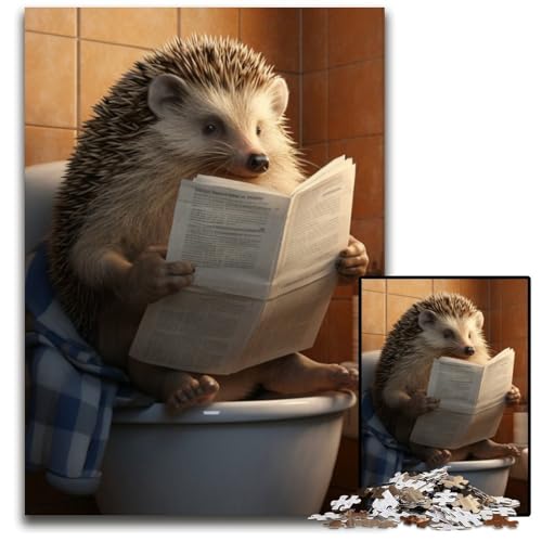Puzzle 1000 Teile, Igel liest Zeitung, Unmögliches Puzzle für Erwachsene, Perfekt für Halloween, Weihnachten, Geburtstagsgeschenk, 26x38cm/10,23x14,96 Zoll Puzzle 1000 Teile, Igel liest Zeitung, Unmögliches Puzzle für Erwachsene, Perfekt für Halloween, Weihnachten, Geburtstagsgeschenk, 26x38cm/10,23x14,96 Zoll von RZFWJL
