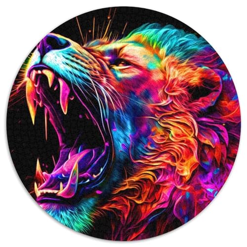 Puzzle 1000 Teile, Löwe, 1000-teiliges rundes Puzzle für Erwachsene, ideal für Teenager und Sammler, Reisegeschenk, Familienaktivität, 67,5 x 67,5 cm Puzzle 1000 Teile, Löwe, 1000-teiliges rundes Puzzle für Erwachsene, ideal für Teenager und Sammler, Reisegeschenk, Familienaktivität, 67,5 x 67,5 cm von RZFWJL