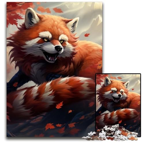 Puzzle 1000 Teile, Roter Panda, Kunst, Unmögliches Puzzle für Erwachsene, Perfekt für Halloween, Weihnachten, Geburtstagsgeschenk, 50x75cm/19,68x29,52 Zoll von RZFWJL