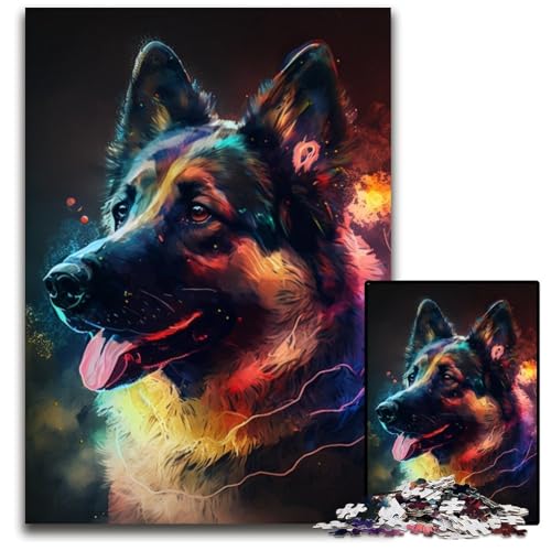 Puzzle 1000 Teile, Schäferhund-Puzzle, interaktives Familienspiel, Bastelgeschenk mit farbenfrohen Kunstwerken, 26x38cm/10,23x14,96 Zoll Puzzle 1000 Teile, Schäferhund-Puzzle, interaktives Familienspiel, Bastelgeschenk mit farbenfrohen Kunstwerken, 26x38cm/10,23x14,96 Zoll von RZFWJL