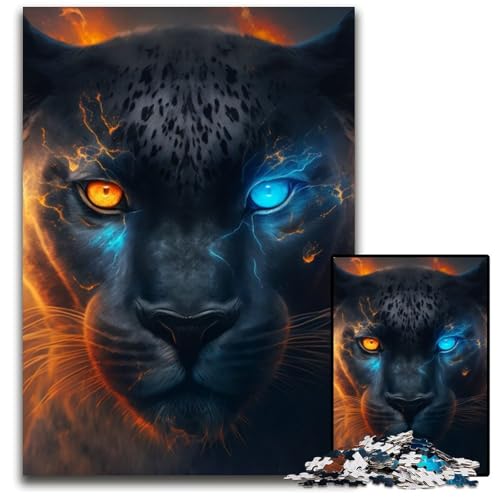 Puzzle 1000 Teile, Schwarzer Leopard, Puzzle für Erwachsene, anspruchsvolles Denkspiel, entspannendes Spielzeug für Teenager, 50x75cm/19,68x29,52 Zoll Puzzle 1000 Teile, Schwarzer Leopard, Puzzle für Erwachsene, anspruchsvolles Denkspiel, entspannendes Spielzeug für Teenager, 50x75cm/19,68x29,52 Zoll von RZFWJL