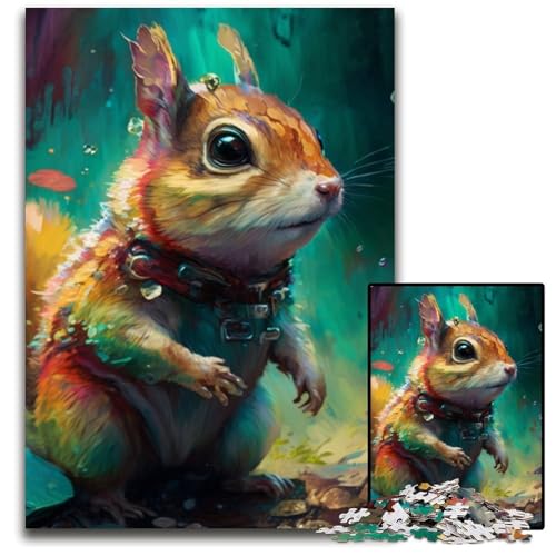 Puzzle 1000 Teile, Streifenhörnchen-Puzzle für Erwachsene, perfekt für Halloween, Weihnachten, Geburtstagsgeschenk, 50x75cm/19,68x29,52 Zoll von RZFWJL