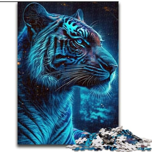 Puzzle 1000 Teile, Tiger-Neon-Puzzle aus Holz, perfekt für Familienspaß, Partyspiele, Geburtstagsparty-Geschenke, 1000 Teile(50x75cm) von RZFWJL