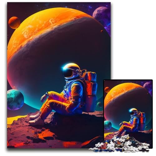 Puzzle 1000 Teile, Universum, Planet, Astronaut, Unmögliches Puzzle für Erwachsene, Perfekt für Halloween, Weihnachten, Geburtstagsgeschenk, 50x75cm/19,68x29,52 Zoll von RZFWJL