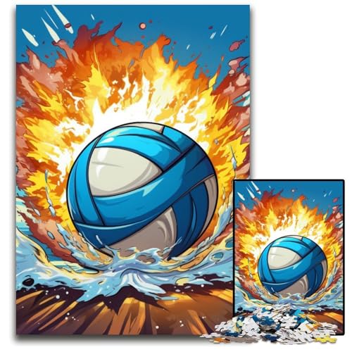 Puzzle 1000 Teile, buntes Beachvolleyball-Puzzle für Erwachsene, perfekt für Halloween, Weihnachten, Geburtstagsgeschenk, 50x75cm/19,68x29,52 Zoll von RZFWJL