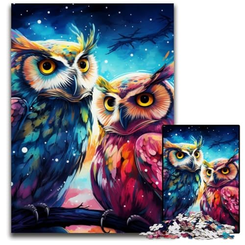 Puzzle 1000 Teile, buntes Eulen-Kunst-Puzzle für Erwachsene, anspruchsvolles Denkspiel – entspannendes Spielzeug für Teenager, 26x38cm/10,23x14,96 Zoll Puzzle 1000 Teile, buntes Eulen-Kunst-Puzzle für Erwachsene, anspruchsvolles Denkspiel – entspannendes Spielzeug für Teenager, 26x38cm/10,23x14,96 Zoll von RZFWJL