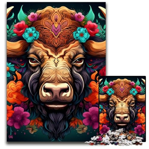 Puzzle 1000 Teile, buntes Yak-Unmögliches Puzzle für Erwachsene, perfekt für Halloween, Weihnachten, Geburtstagsgeschenk, 50x75cm/19,68x29,52 Zoll von RZFWJL