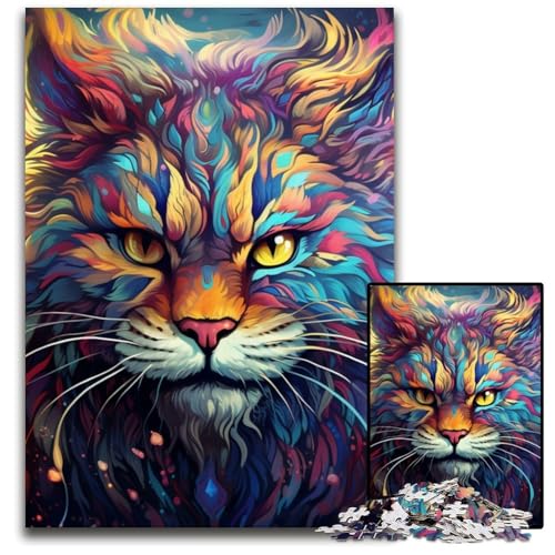Puzzle 1000 Teile, farbenfrohe Kunst, psychedelische Katzen-Puzzles für Erwachsene, perfekt für Halloween, Weihnachten, Geburtstagsgeschenk, 26x38cm/10,23x14,96 Zoll Puzzle 1000 Teile, farbenfrohe Kunst, psychedelische Katzen-Puzzles für Erwachsene, perfekt für Halloween, Weihnachten, Geburtstagsgeschenk, 26x38cm/10,23x14,96 Zoll von RZFWJL