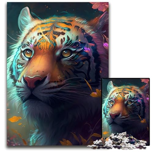 Puzzle 1000 Teile, farbenfrohes Tiger-Kunst-Puzzle für Erwachsene, anspruchsvolles Denkspiel – entspannendes Spielzeug für Teenager, 26x38cm/10,23x14,96 Zoll Puzzle 1000 Teile, farbenfrohes Tiger-Kunst-Puzzle für Erwachsene, anspruchsvolles Denkspiel – entspannendes Spielzeug für Teenager, 26x38cm/10,23x14,96 Zoll von RZFWJL