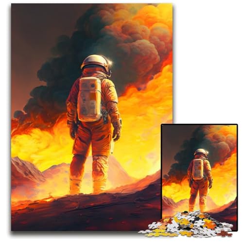 Puzzle 1000 Teile Astronautenpuzzle für Erwachsene, perfekt für Halloween, Weihnachten, Geburtstagsgeschenk, 50x75cm/19,68x29,52 Zoll von RZFWJL