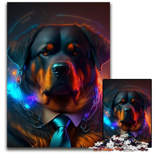 Puzzle 1000 Teile Boss Rottweiler Puzzles für Erwachsene Perfekt für Halloween, Weihnachten, Geburtstagsgeschenk 26x38cm/10,23x14,96 Zoll Puzzle 1000 Teile Boss Rottweiler Puzzles für Erwachsene Perfekt für Halloween, Weihnachten, Geburtstagsgeschenk 26x38cm/10,23x14,96 Zoll von RZFWJL