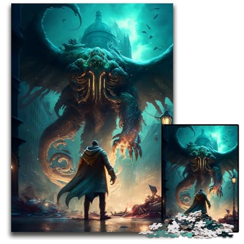 Puzzle 1000 Teile Cthulhu-Mythos-Puzzles für Erwachsene, perfekt für Halloween, Weihnachten, Geburtstagsgeschenk, 50x75cm/19,68x29,52 Zoll von RZFWJL