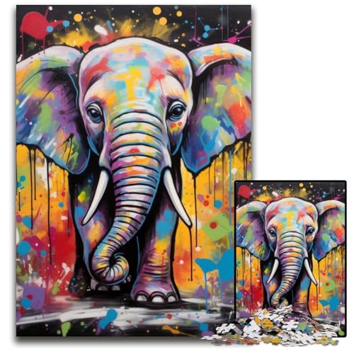 Puzzle 1000 Teile Elefanten-Graffiti-Malerei Unmögliches Puzzle für Erwachsene Perfekt für Halloween, Weihnachten, Geburtstagsgeschenk 26x38cm/10,23x14,96 Zoll Puzzle 1000 Teile Elefanten-Graffiti-Malerei Unmögliches Puzzle für Erwachsene Perfekt für Halloween, Weihnachten, Geburtstagsgeschenk 26x38cm/10,23x14,96 Zoll von RZFWJL