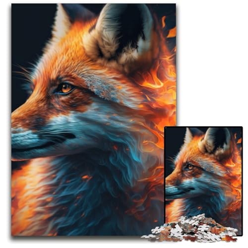Puzzle 1000 Teile Fantasy Fox Unmögliches Puzzle für Erwachsene Perfekt für Halloween, Weihnachten, Geburtstagsgeschenk 50x75cm/19,68x29,52 Zoll von RZFWJL