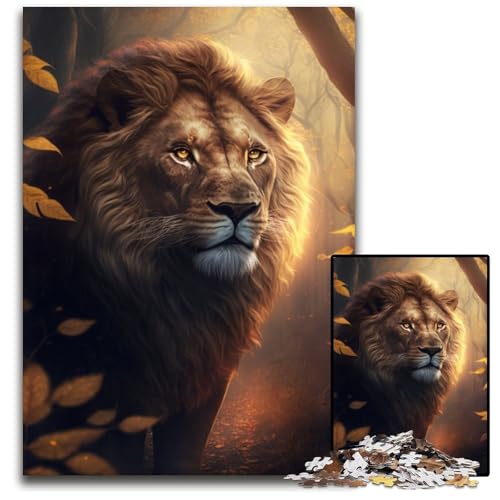 Puzzle 1000 Teile Fantasy-Löwe, Unmögliches Puzzle für Erwachsene, Perfekt für Halloween, Weihnachten, Geburtstagsgeschenk, 50x75cm/19,68x29,52 Zoll von RZFWJL