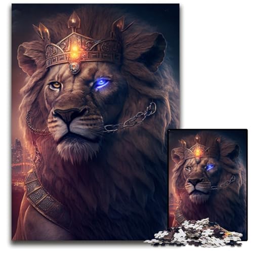 Puzzle 1000 Teile Fantasy-Löwenpuzzle für Erwachsene, perfekt für Halloween, Weihnachten, Geburtstagsgeschenk, 50x75cm/19,68x29,52 Zoll von RZFWJL