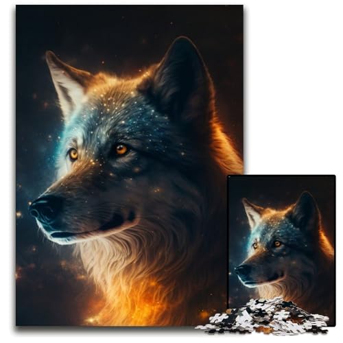 Puzzle 1000 Teile Fantasy Wolf Puzzle für Erwachsene, anspruchsvolles Denkspiel – entspannendes Spielzeug für Teenager, 26x38cm/10,23x14,96 Zoll von RZFWJL