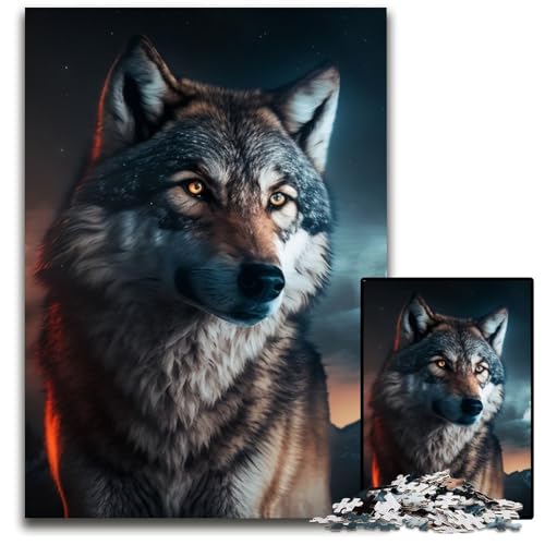 Puzzle 1000 Teile Fantasy Wolf Puzzles für Erwachsene Perfekt für Halloween, Weihnachten, Geburtstagsgeschenk 50x75cm/19,68x29,52 Zoll von RZFWJL