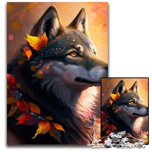 Puzzle 1000 Teile Fantasy Wolf Unmögliches Puzzle für Erwachsene Perfekt für Halloween, Weihnachten, Geburtstagsgeschenk 50x75cm/19,68x29,52 Zoll von RZFWJL