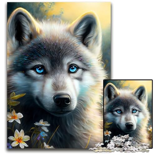 Puzzle 1000 Teile Fantasy Wolf Unmögliches Puzzle für Erwachsene Perfekt für Halloween, Weihnachten, Geburtstagsgeschenk 50x75cm/19,68x29,52 Zoll von RZFWJL
