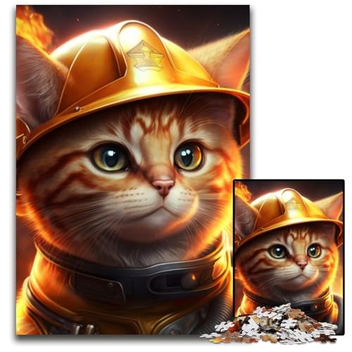 Puzzle 1000 Teile Feuerwehrmann-Katze Puzzle für Erwachsene, anspruchsvolles Denkspiel – entspannendes Spielzeug für Teenager, 50x75cm/19,68x29,52 Zoll Puzzle 1000 Teile Feuerwehrmann-Katze Puzzle für Erwachsene, anspruchsvolles Denkspiel – entspannendes Spielzeug für Teenager, 50x75cm/19,68x29,52 Zoll von RZFWJL