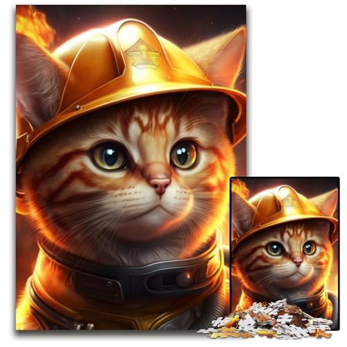 Puzzle 1000 Teile Feuerwehrmann-Katze Unmögliches Puzzle für Erwachsene Perfekt für Halloween, Weihnachten, Geburtstagsgeschenk 26x38cm/10,23x14,96 Zoll Puzzle 1000 Teile Feuerwehrmann-Katze Unmögliches Puzzle für Erwachsene Perfekt für Halloween, Weihnachten, Geburtstagsgeschenk 26x38cm/10,23x14,96 Zoll von RZFWJL
