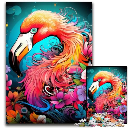 Puzzle 1000 Teile Flamingo Unmögliches Puzzle für Erwachsene Perfekt für Halloween, Weihnachten, Geburtstagsgeschenk 50x75cm/19,68x29,52 Zoll von RZFWJL