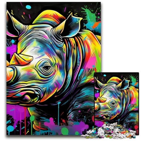 Puzzle 1000 Teile Graffiti-Malerei Nashorn Puzzle für Erwachsene Anspruchsvolles Denkspiel - Entspannendes Spielzeug für Teenager 26x38cm/10,23x14,96 Zoll Puzzle 1000 Teile Graffiti-Malerei Nashorn Puzzle für Erwachsene Anspruchsvolles Denkspiel - Entspannendes Spielzeug für Teenager 26x38cm/10,23x14,96 Zoll von RZFWJL