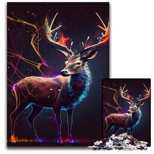 Puzzle 1000 Teile Hirsch-Puzzle für Erwachsene, anspruchsvolles Denkspiel – entspannendes Spielzeug für Teenager, 50x75cm/19,68x29,52 Zoll von RZFWJL