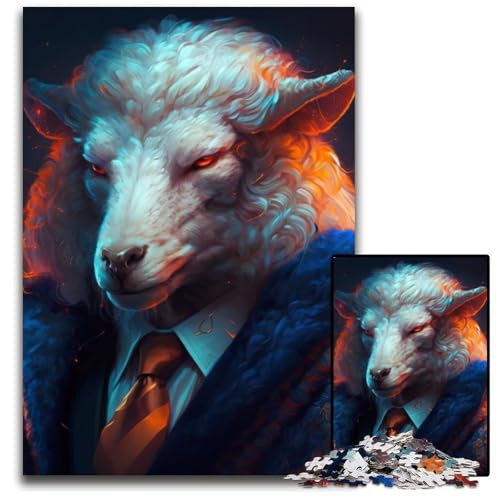 Puzzle 1000 Teile Jigsaw Boss Sheep Puzzles für Erwachsene Herausforderndes Denkspiel - Entspannendes Spielzeug für Teenager 26x38cm/10,23x14,96 Zoll von RZFWJL