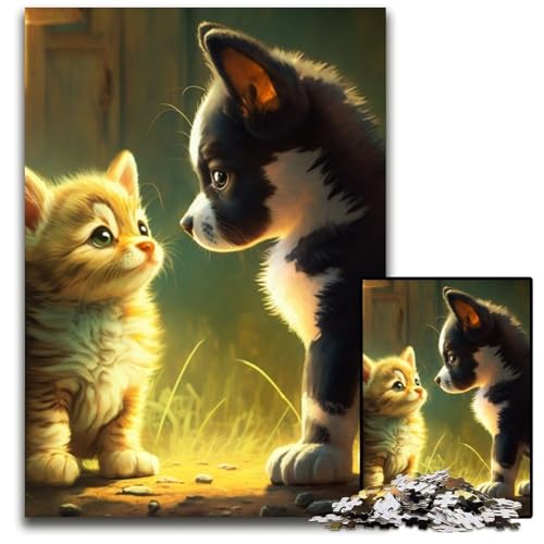 Puzzle 1000 Teile Kätzchen und Welpen Puzzles für Erwachsene Perfekt für Halloween, Weihnachten, Geburtstagsgeschenk 26x38cm/10,23x14,96 Zoll Puzzle 1000 Teile Kätzchen und Welpen Puzzles für Erwachsene Perfekt für Halloween, Weihnachten, Geburtstagsgeschenk 26x38cm/10,23x14,96 Zoll von RZFWJL