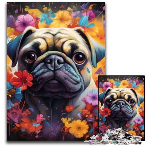 Puzzle 1000 Teile Mops-Puzzle für Erwachsene, anspruchsvolles Denkspiel – entspannendes Spielzeug für Teenager, 50x75cm/19,68x29,52 Zoll von RZFWJL
