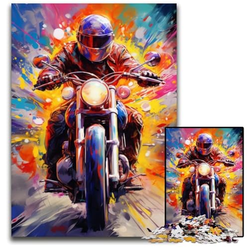 Puzzle 1000 Teile Motorrad Unmögliches Puzzle für Erwachsene Perfekt für Halloween, Weihnachten, Geburtstagsgeschenk 50x75cm/19,68x29,52 Zoll von RZFWJL