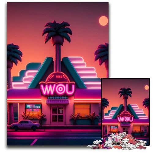 Puzzle 1000 Teile Neon Retro Beach Unmögliches Puzzle für Erwachsene Perfekt für Halloween, Weihnachten, Geburtstagsgeschenk 26x38cm/10,23x14,96 Zoll Puzzle 1000 Teile Neon Retro Beach Unmögliches Puzzle für Erwachsene Perfekt für Halloween, Weihnachten, Geburtstagsgeschenk 26x38cm/10,23x14,96 Zoll von RZFWJL
