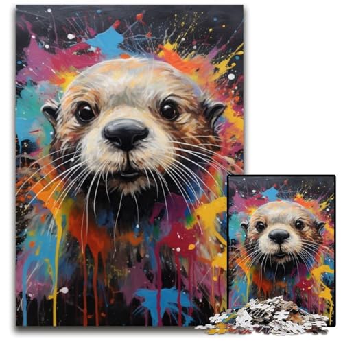 Puzzle 1000 Teile Otter Unmögliches Puzzle für Erwachsene Perfekt für Halloween, Weihnachten, Geburtstagsgeschenk 50x75cm/19,68x29,52 Zoll von RZFWJL