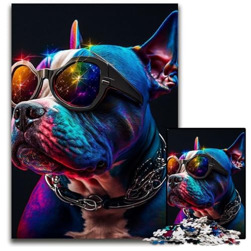 Puzzle 1000 Teile Sonnenbrillen-Hundepuzzle für Erwachsene, perfekt für Halloween, Weihnachten, Geburtstagsgeschenk, 26x38cm/10,23x14,96 Zoll Puzzle 1000 Teile Sonnenbrillen-Hundepuzzle für Erwachsene, perfekt für Halloween, Weihnachten, Geburtstagsgeschenk, 26x38cm/10,23x14,96 Zoll von RZFWJL