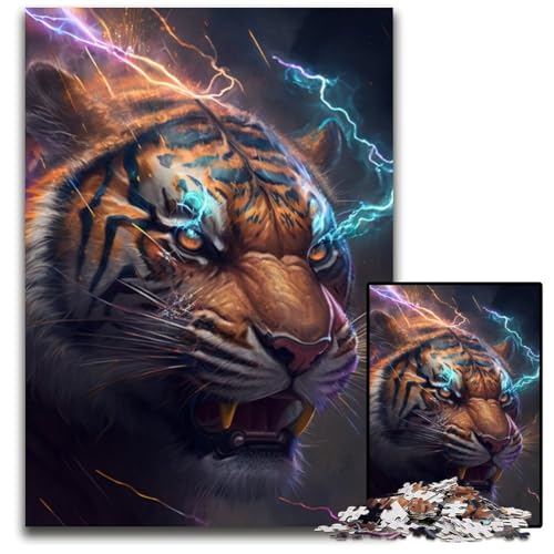 Puzzle 1000 Teile Tiger-Puzzle für Erwachsene, perfekt für Halloween, Weihnachten, Geburtstagsgeschenk, 50x75cm/19,68x29,52 Zoll von RZFWJL