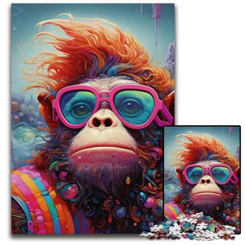 Puzzle 1000 Teile für Erwachsene, Affenpuzzle für Erwachsene, Geburtstagsgeschenkidee, anspruchsvolles Denkspiel, 50x75cm/19,68x29,52 Zoll von RZFWJL