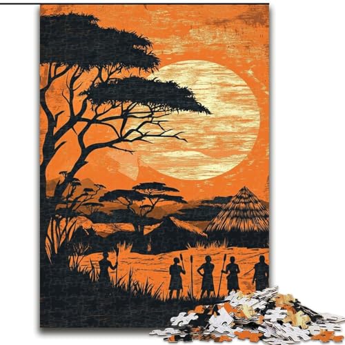 Puzzle 1000 Teile für Erwachsene, Afrikanische Graslandschaften, Lernspielzeug, einzigartige Geburtstags- und Geschenkideen für Kinder ab 14 Jahren (Größe 26x38cm) von RZFWJL