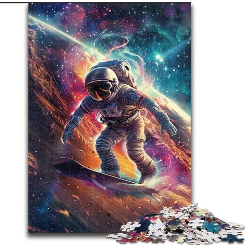 Puzzle 1000 Teile für Erwachsene, Astronauten-Surfen, Lernspielzeug, einzigartige Geburtstags- und Geschenkideen für Kinder ab 14 Jahren (Größe 26x38cm) von RZFWJL