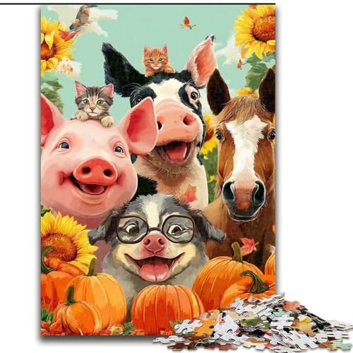Puzzle 1000 Teile für Erwachsene, Bauernhoftiere, anspruchsvolles Denkspiel, Familienaktivität, Heimdekoration, 50x75cm von RZFWJL
