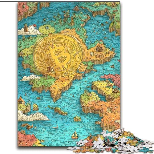 Puzzle 1000 Teile für Erwachsene, Bitcoin-Logo, Lernspielzeug, einzigartige Geburtstags- und Geschenkideen für Kinder ab 14 Jahren (Größe 26x38cm) von RZFWJL