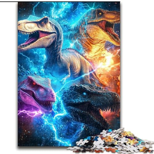 Puzzle 1000 Teile für Erwachsene, Blitz-Dinosaurier, für 14+, anspruchsvolles Spiel als Geschenk für die ganze Familie und Freunde (Größe 26x38cm) von RZFWJL