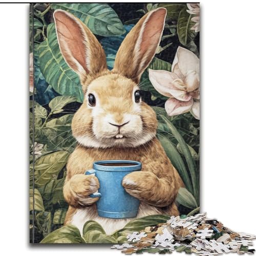 Puzzle 1000 Teile für Erwachsene, Blumen und Kaninchen, Lernspielzeug, einzigartige Geburtstags- und Geschenkideen für Kinder ab 14 Jahren (Größe 50x75cm) von RZFWJL