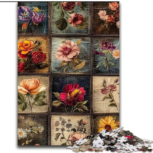 Puzzle 1000 Teile für Erwachsene, Blumencollage, für 14+, anspruchsvolles Spiel als Geschenk für die ganze Familie und Freunde (Größe 50x75cm) von RZFWJL
