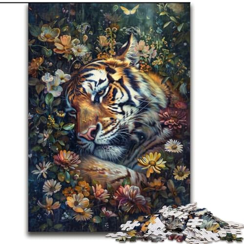 Puzzle 1000 Teile für Erwachsene, Blumentiger-Puzzle, Familienaktivitätsspiel für Teenager, anspruchsvolles Denkspiel, 50x75cm von RZFWJL
