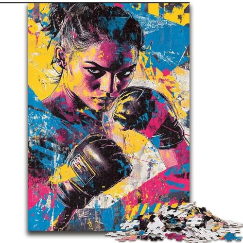 Puzzle 1000 Teile für Erwachsene, Boxerin, für 14+, anspruchsvolles Spiel als Geschenk für die ganze Familie und Freunde (Größe 50x75cm) von RZFWJL