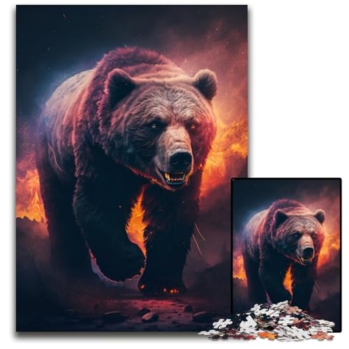 Puzzle 1000 Teile für Erwachsene, Braunbär, Unmögliches Puzzle für Erwachsene, Familienaktivität, Heimdekoration zum Selbermachen, 50x75cm/19,68x29,52 Zoll Puzzle 1000 Teile für Erwachsene, Braunbär, Unmögliches Puzzle für Erwachsene, Familienaktivität, Heimdekoration zum Selbermachen, 50x75cm/19,68x29,52 Zoll von RZFWJL